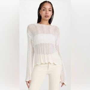 $168 Z SUPPLY crochet top long sleeve white off white large like new